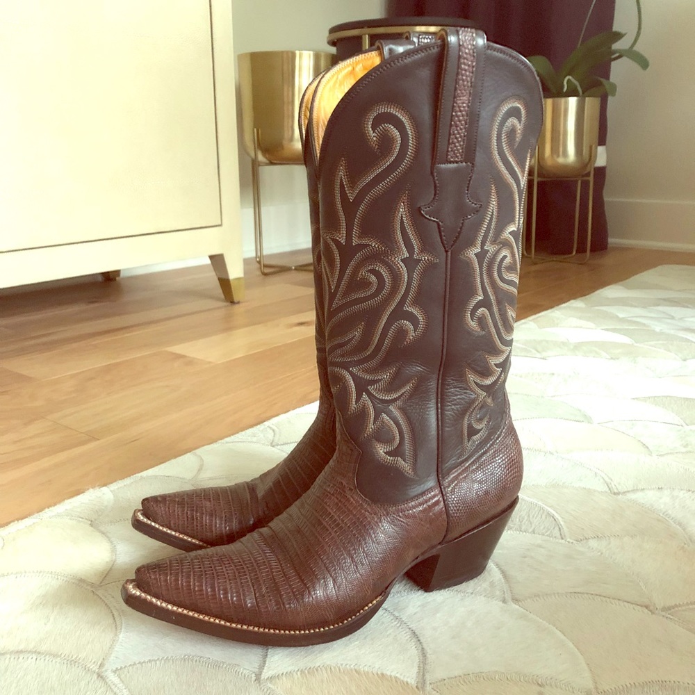 Handmade Lizard & Calfskin Cowboy Boots